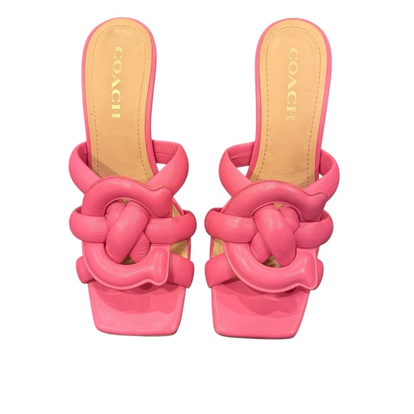 Coach Kellie Women's Bubblegum Pink Slide Leather Sandals sz 8.5 - Picture 1 of 10